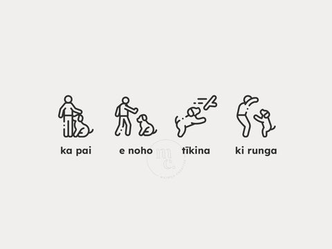 te reo maori dog commands line icons