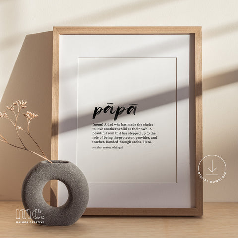 'Pāpā' (matua whāngai) Definition Print - Digital Download