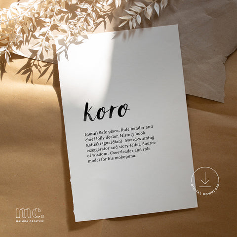 'Koro' Definition Print - Digital Download