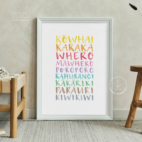 'Ngā Tae' Māori Colours Poster - Digital Download