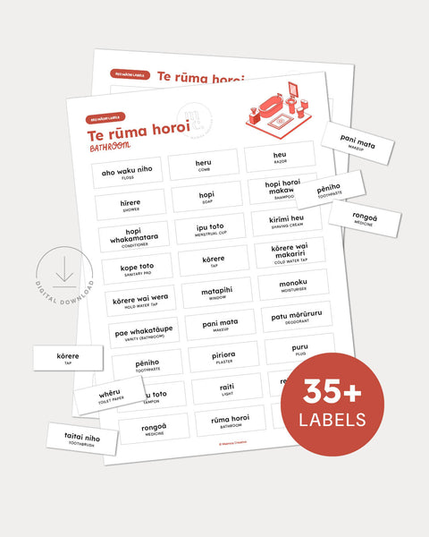 Printable Māori Labels | Bathroom