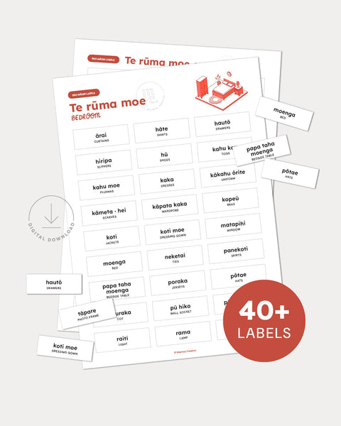 Printable Māori Labels | Bedroom