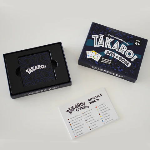 Takaroy Bits & Bobs memory game packaging with cards on a white background