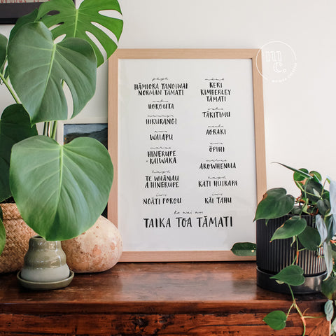 Pepeha / Whakapapa / Geneology / Genealogy / Customised / Custom Print / Hand-lettered print / Bespoke art print / Whānau / family / iwi / hapu / awa / maunga / marae / tamariki