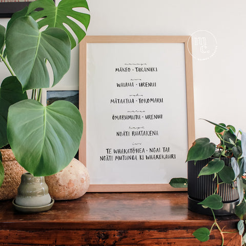 Pepeha / Whakapapa / Geneology / Genealogy / Customised / Custom Print / Hand-lettered print / Bespoke art print / Whānau / family / iwi / hapu / awa / maunga / marae / tamariki