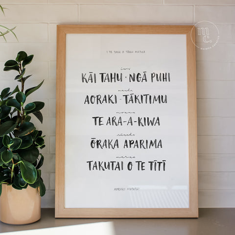 Pepeha / Whakapapa / Geneology / Genealogy / Customised / Custom Print / Hand-lettered print / Bespoke art print / Whānau / family / iwi / hapu / awa / maunga / marae / tamariki / wall art