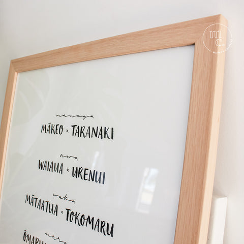 Pepeha / Whakapapa / Geneology / Genealogy / Customised / Custom Print / Hand-lettered print / Bespoke art print / Whānau / family / iwi / hapu / awa / maunga / marae / tamariki / wall art