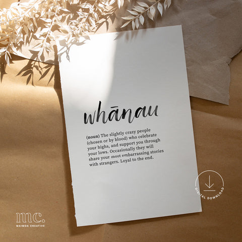 'Whānau / Family' Definition Print - Digital Download