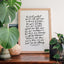 Print of Kiingi Tuheitia's quote promoting Māori identity in a framed poster with houseplants.