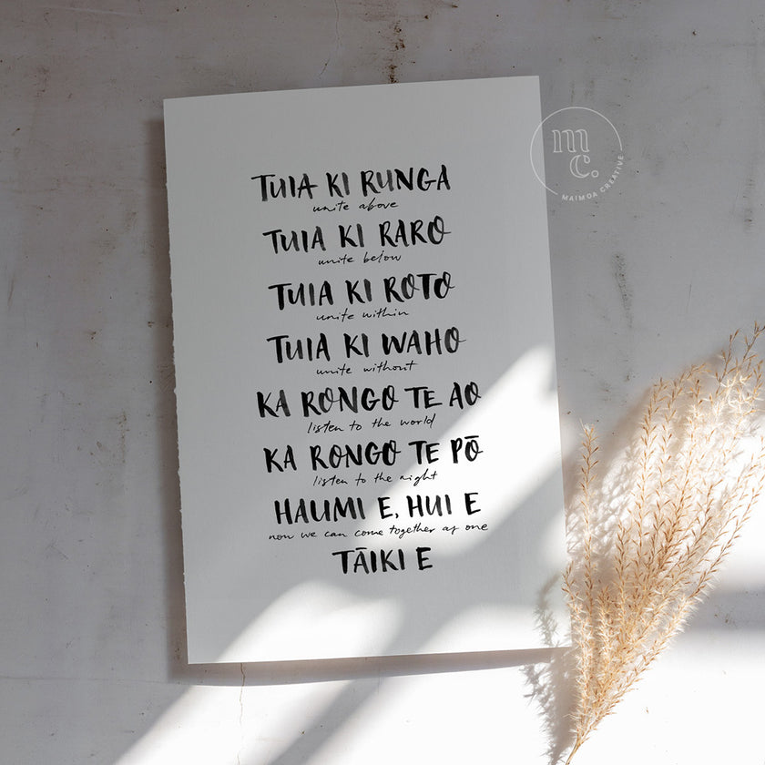 'Tuia ki runga' Karakia Tīmatanga Print | Māori Opening Prayer Download ...