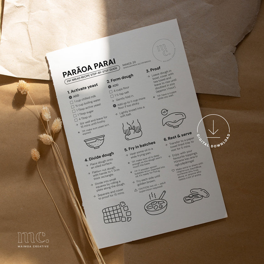 Printable Fry Bread Recipe | Step-by-Step Parāoa Parai Guide – Maimoa ...