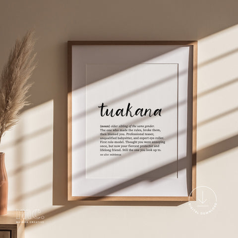 'Tuakana' Older Sibling Definition Print - Digital Download