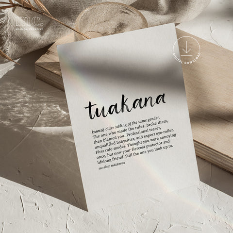 'Tuakana' Older Sibling Definition Print - Digital Download