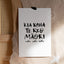White paper with black text "Kia kaha te reo Māori ake ake ake" on a textured brown background