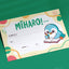 Mīharo amazing bilingual Māori classroom certificate for ECE and primary school – colourful student achievement award with kororā penguin illustration writing in a notebook