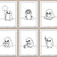 Set of six colouring pages with New Zealand korora penguins and kiwi birds