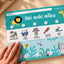 te reo māori flip chart with zoo animals and bedtime routine tasks with velcro dots on a light background