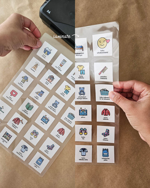Laminated routine cards in te reo Māori