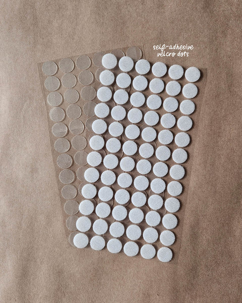 small self-adhesive velcro dots on clear sheet