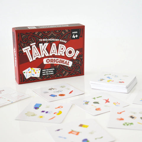 Takaro memory game box with cards on a white background